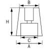Schéma anode en zinc pour arbre d'hélice à terminaison hexagonale Ø22 à 60mm - KM NAUTISME