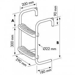 Echelle Inox pour Ponton Crosse Hauteur 90MM 2 Echelons Fixes