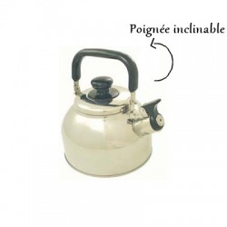 Bouilloire acier inoxydable 18/10 avec sifflet capacité 2,5 L poignée inclinable + ouverture Ø 11,3 cm