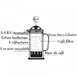 Cafetière - Théière - Thermos pour 4 tasses volume 0,65L filtre inox intégré