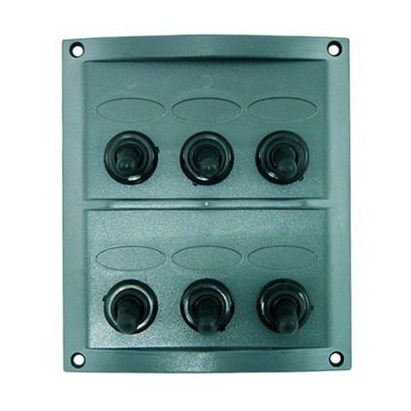 Tableau électrique 6 interrupteurs avec cabochons caoutchouc étanches - 6 porte-fusibles (enfichables) 30A