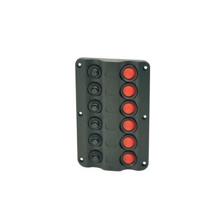 Tableau électrique 6 interrupteurs lumineux rouge + 6 disjoncteurs