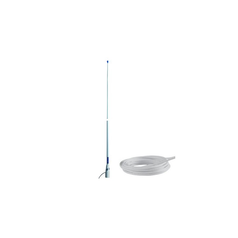 Antenne AM-FM Glomex RA128 fouet fibre de verre 1,5 m. + câble coaxial longueur 6 m. - pour vedettes