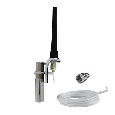 Antenne VHF Glomex RA111 Régate 1 dB caoutchouc longueur 14 cm + câble longueur 18 m
