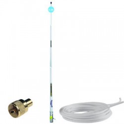 Antenne VHF Glomex RA1225 "Classic" 6 dB fouet fibre de verre 2,40 m. + câble coaxial longueur 6 m.